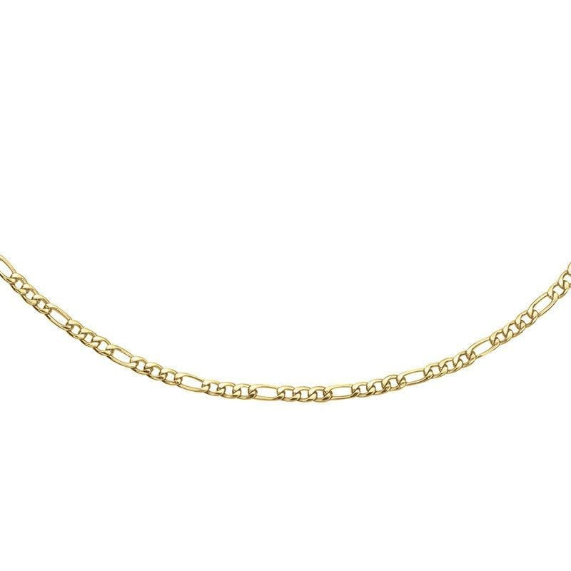 Détail rapproché du collier homme PHEBUS en acier 316L, maille figaro classique finition IP dorée