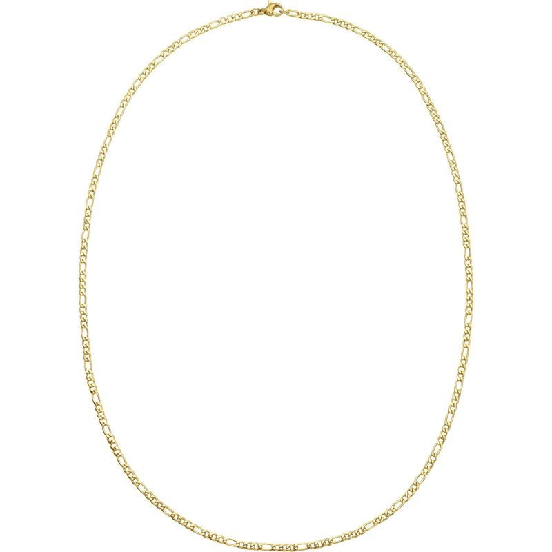 Vue complète du collier chaîne homme PHEBUS en acier inoxydable 316L finition IP dorée, maillons fig