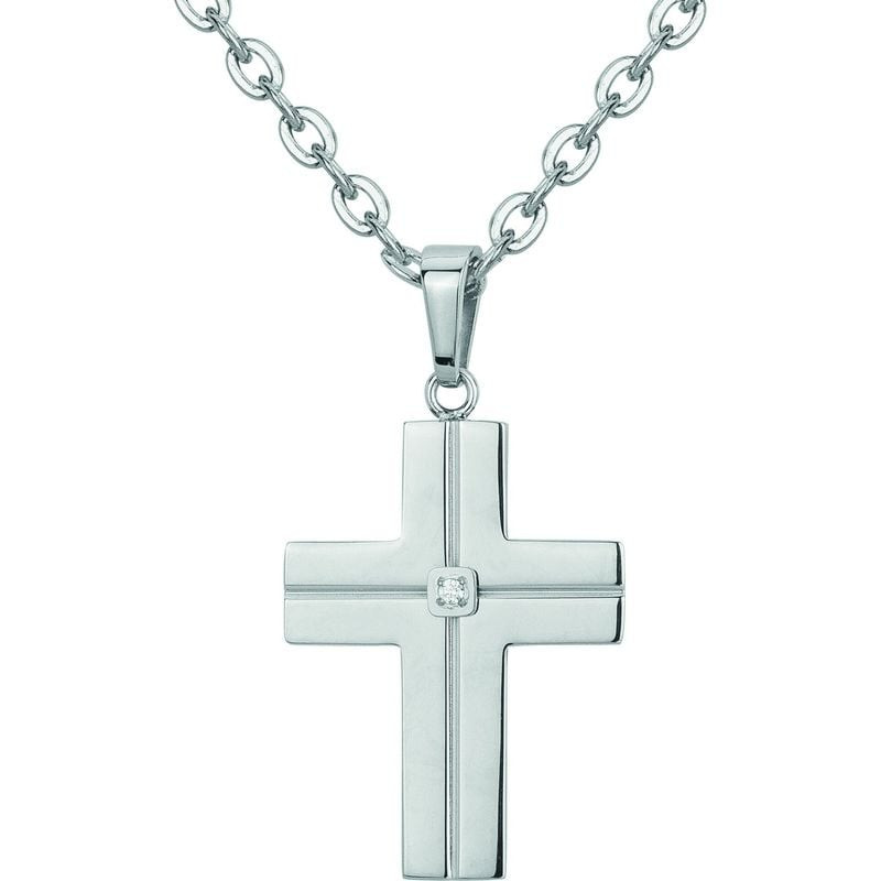 Collier Phebus 1 Diamant Acier Argenté en acier 316L, packshot avec écrin magnétique