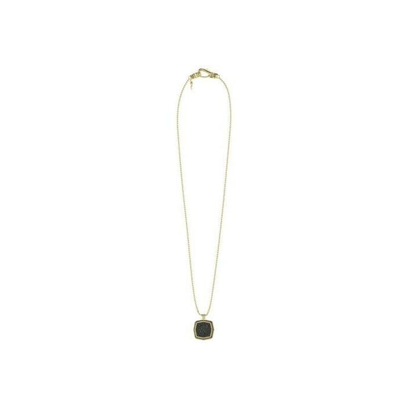 Collier GUESS Urban Code homme en acier doré avec pendentif carré noir, vue complète