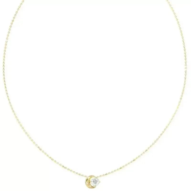 Collier Guess Aurora Lune Zircon Cubique Acier Doré détail : pendentif lune serti d'un zircon cubiqu