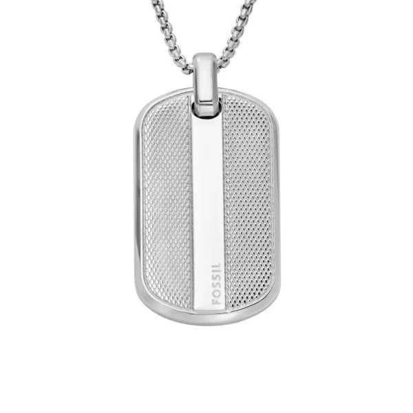 Collier Fossil collection Knox Plaque Acier Argenté