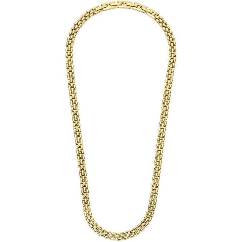 Collier Fossil Arden Maillons Entrecroisés Acier Doré, packshot sur fond blanc