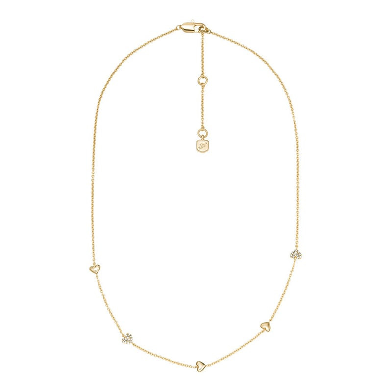 Collier Fossil Sutton Heartbeat Laiton Doré sur fond blanc, packshot officiel