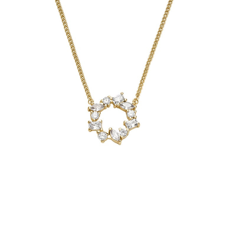 Collier Fossil Ellis Pendentif Géométrique Laiton Doré, packshot sur fond neutre.