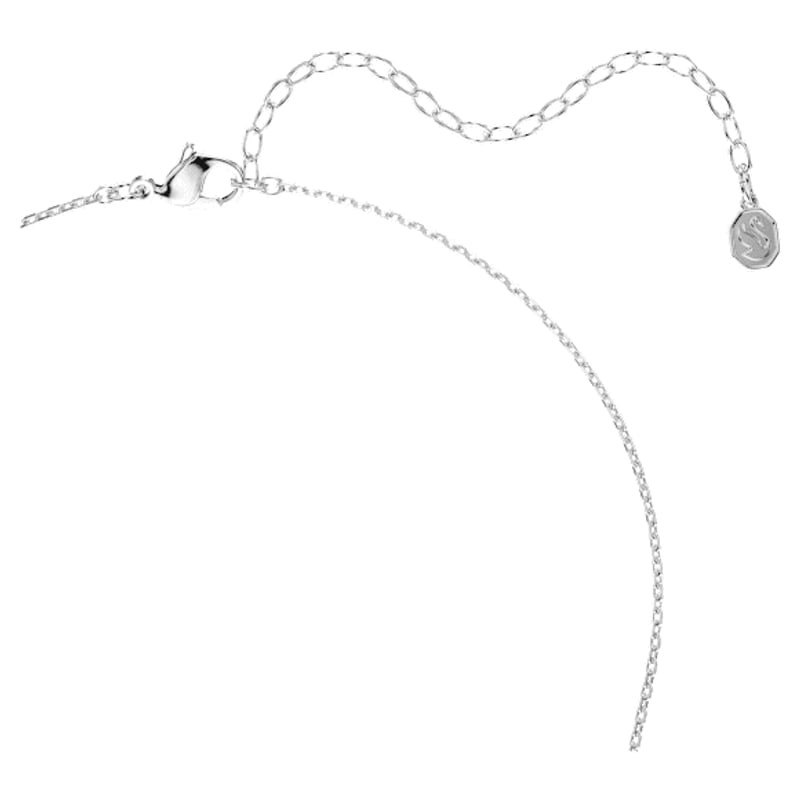 Collier Pendentif Swarovski Mesmera Cristal Blanc Argenté, détail du pendentif serti de zircons tail