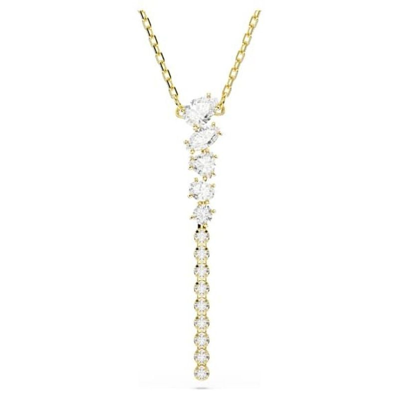Packshot du Collier Swarovski Mesmera Y Cristaux Blancs Doré sur fond blanc