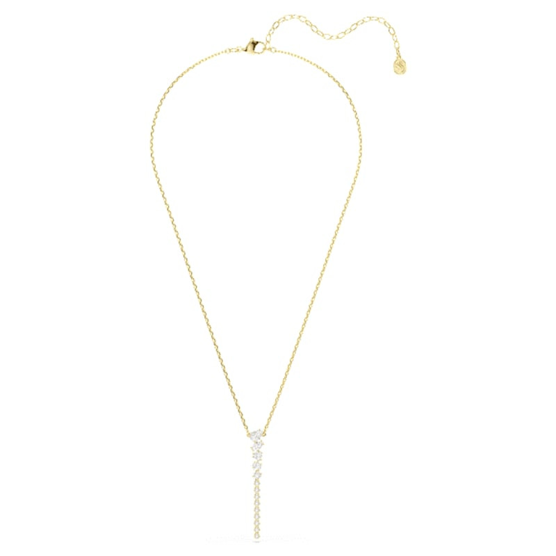 Collier Swarovski Mesmera Y Cristaux Blancs Doré en packshot sur fond blanc, avec cristaux étincelan