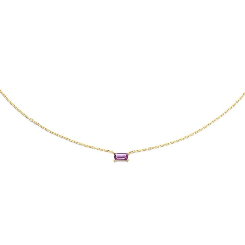 Packshot avant du collier chaîne Jackie Gold Medina en or 14 carats avec une améthyste violette rect