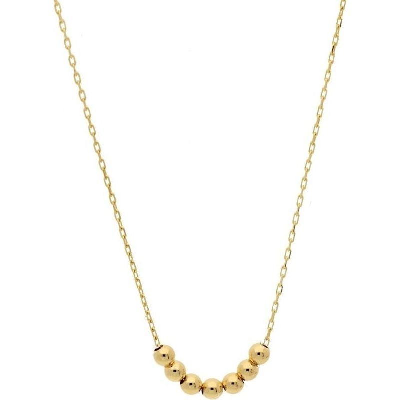 Détail du collier Jackie 585 Milliemes Mini Billes Doré : sept petites billes dorées sur chaîne mail
