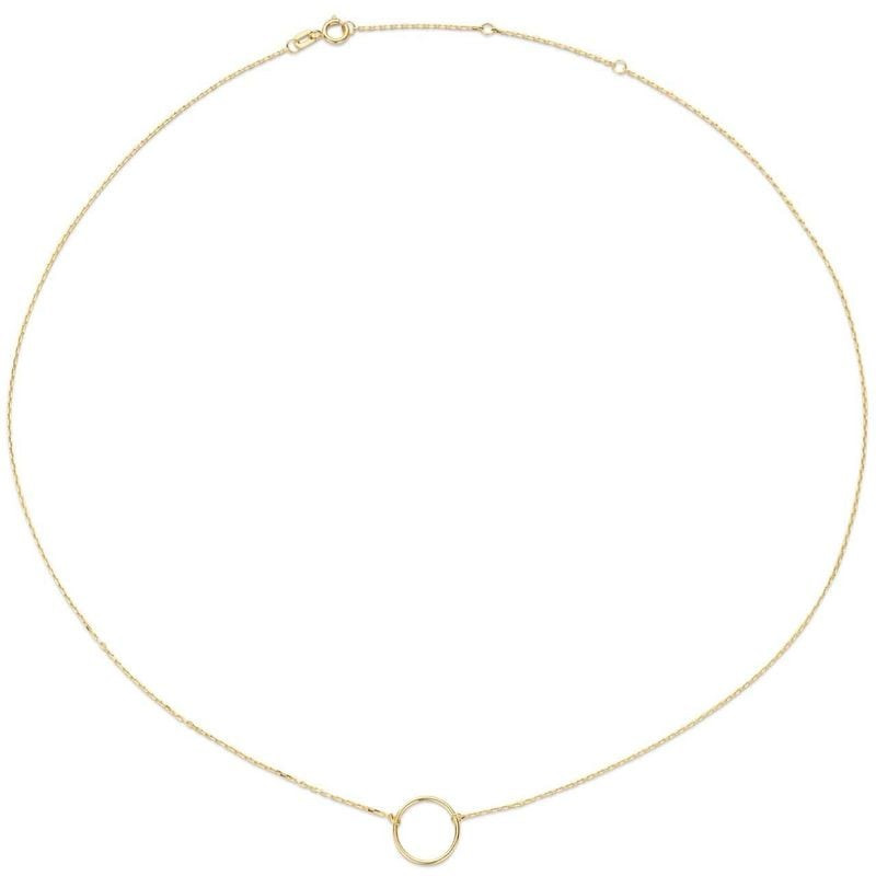 Collier à chaîne Jackie Gold en or jaune 14 carats avec pendentif circulaire ouvert minimaliste, pré