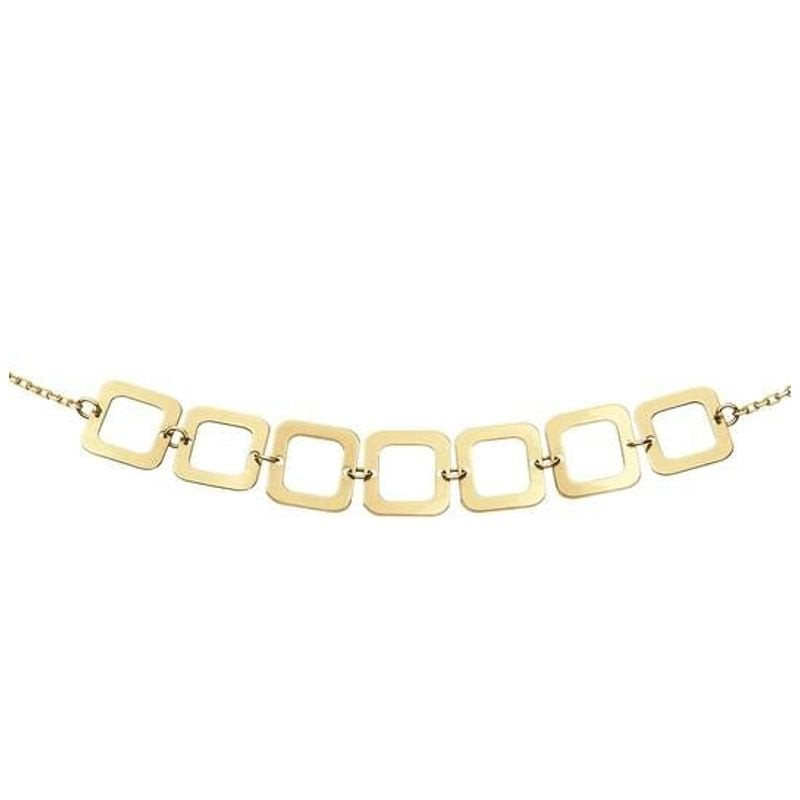 Collier en or 14 carats avec des maillons carrés reliés par des anneaux, fermoir anneau à ressort, p