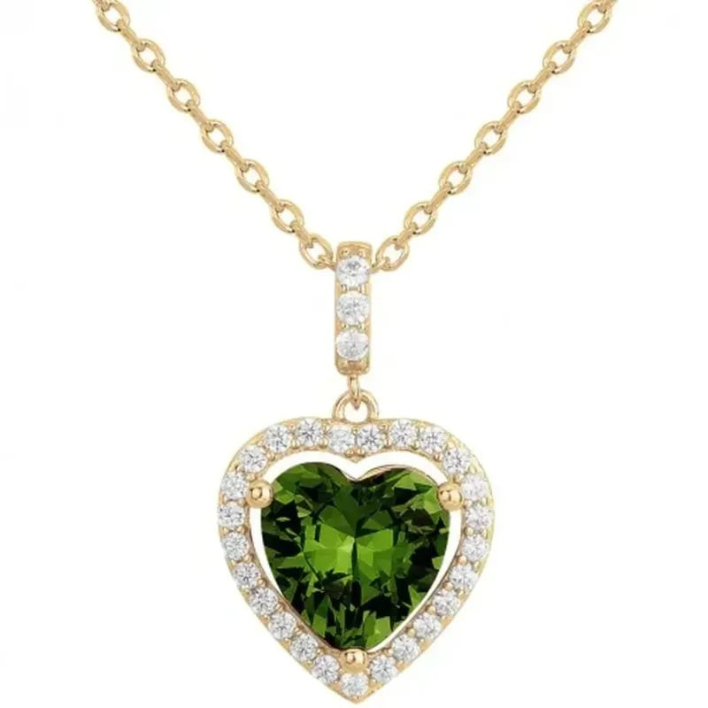 Packshot du Collier Griffe Rouge Pierre Verte Et Oxyde De Zirconium Plaqué Or, pendentif vert et oxy