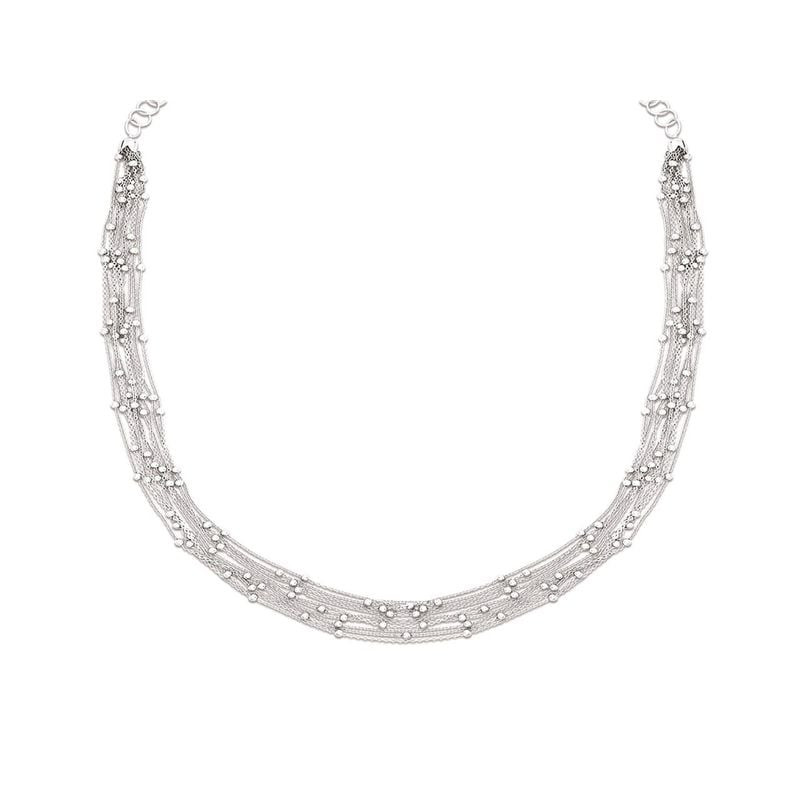 Packshot du collier Bijoux Créoles 10 rangs chaîne boules argenté, argent 925 rhodié