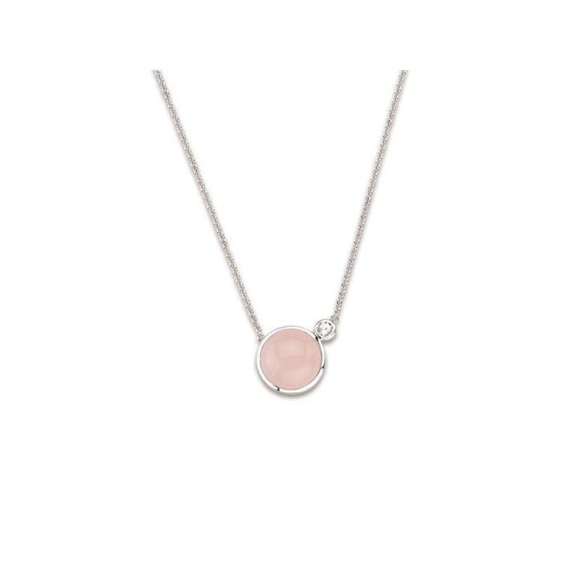 Packshot du collier Caplain Saint André Pierre Rose Argenté en argent 925 avec quartz rose et zircon