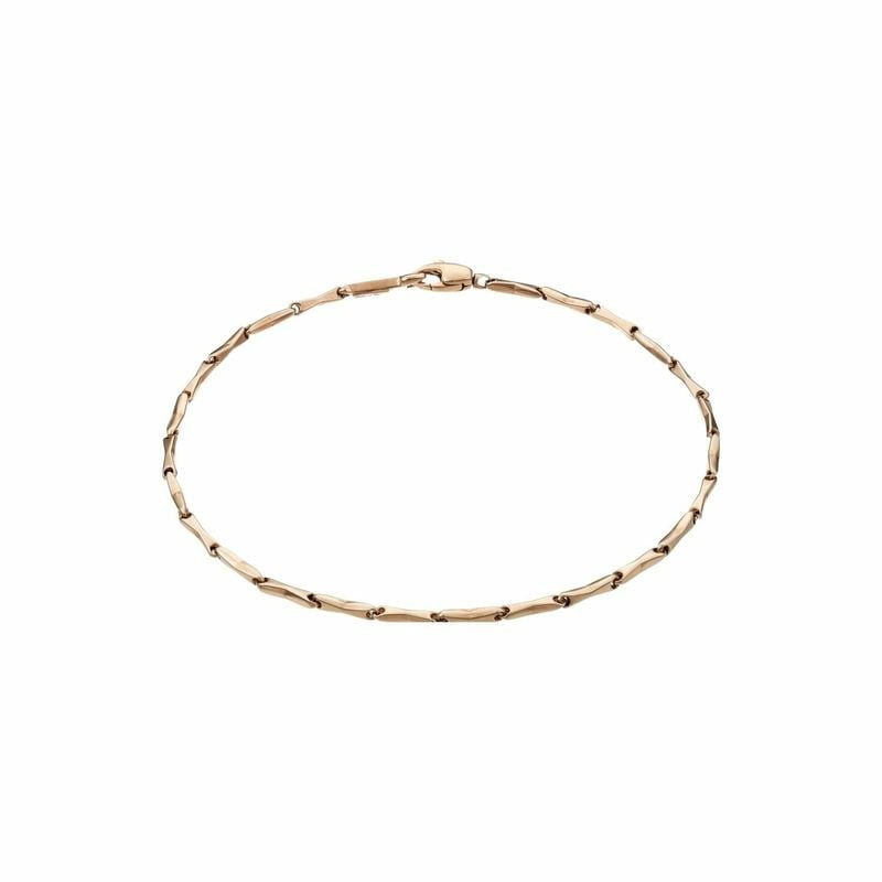 Bracelet Chimento Bamboo Classic en or rose sur fond blanc, fines mailles inspirées du bambou forman