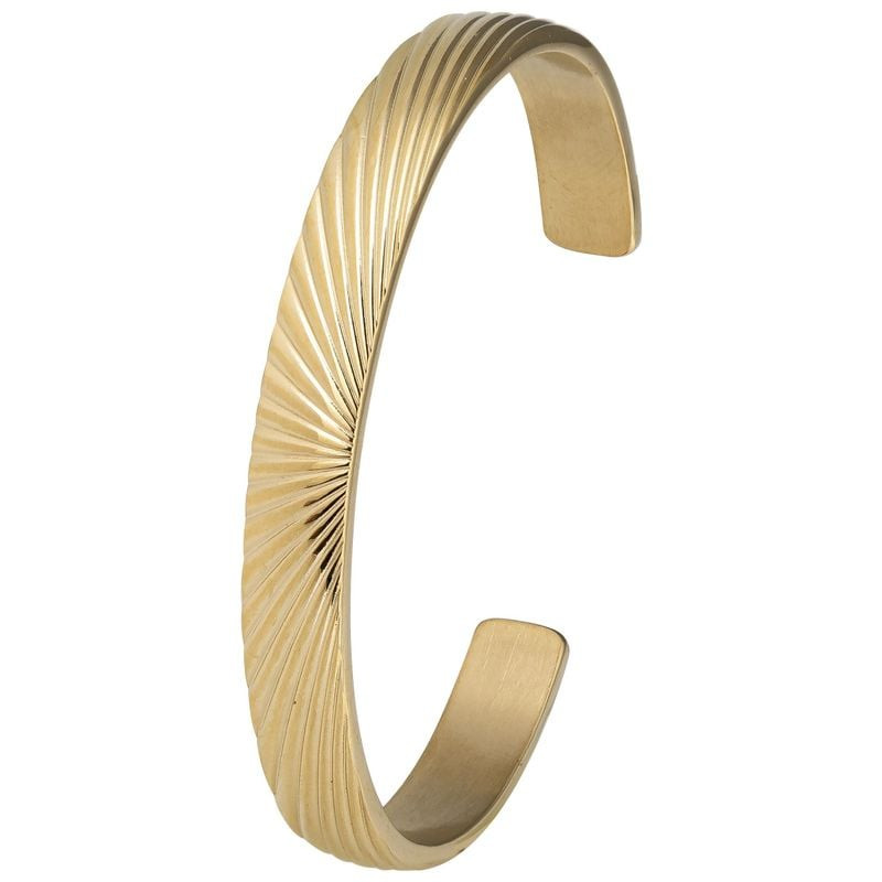 Packshot du Bracelet jonc LOUISE GARDEN Soleil acier doré avec motif soleil gravé et finition dorée