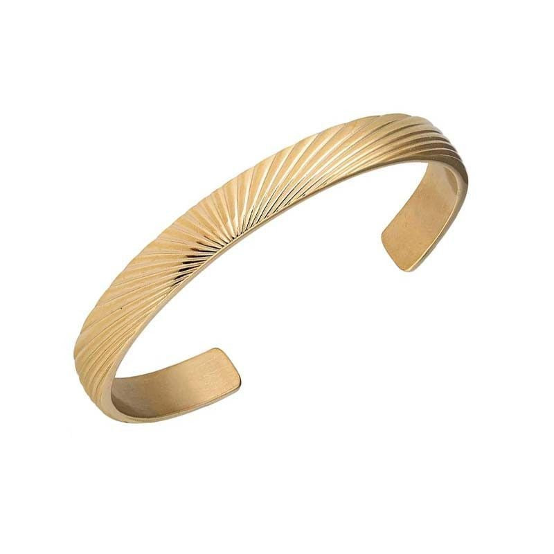 Bracelet jonc LOUISE GARDEN Soleil acier doré, packshot produit sur fond neutre