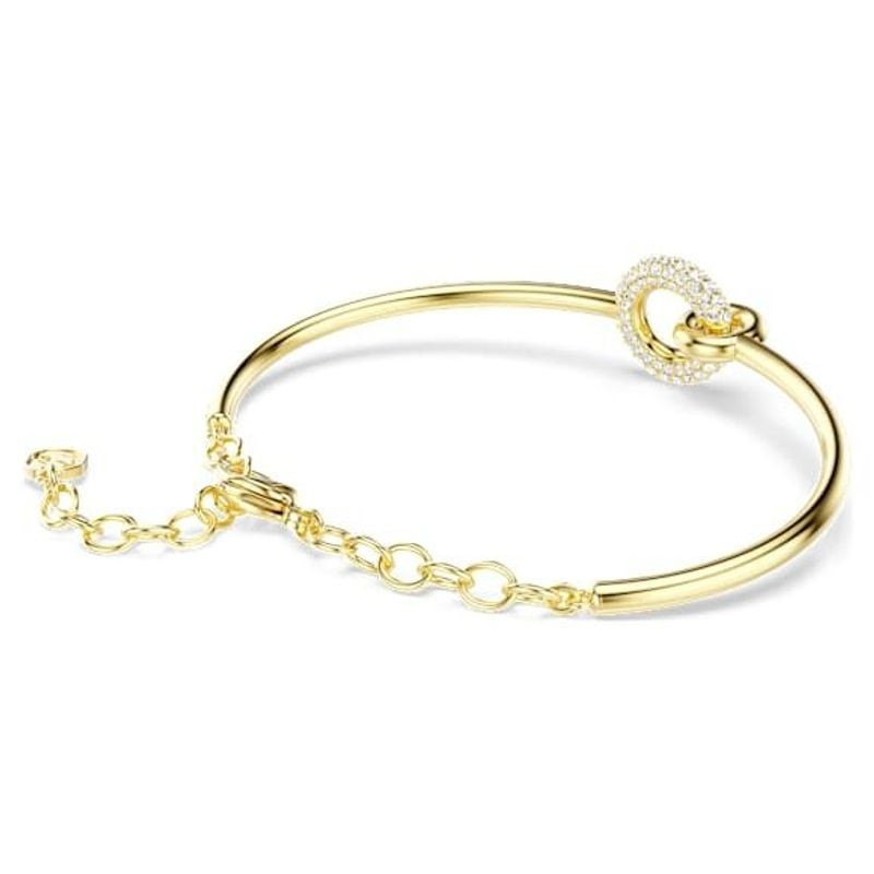 Bracelet Swarovski Dextera doré, vue inclinée avec fermoir homard et chaîne ajustable