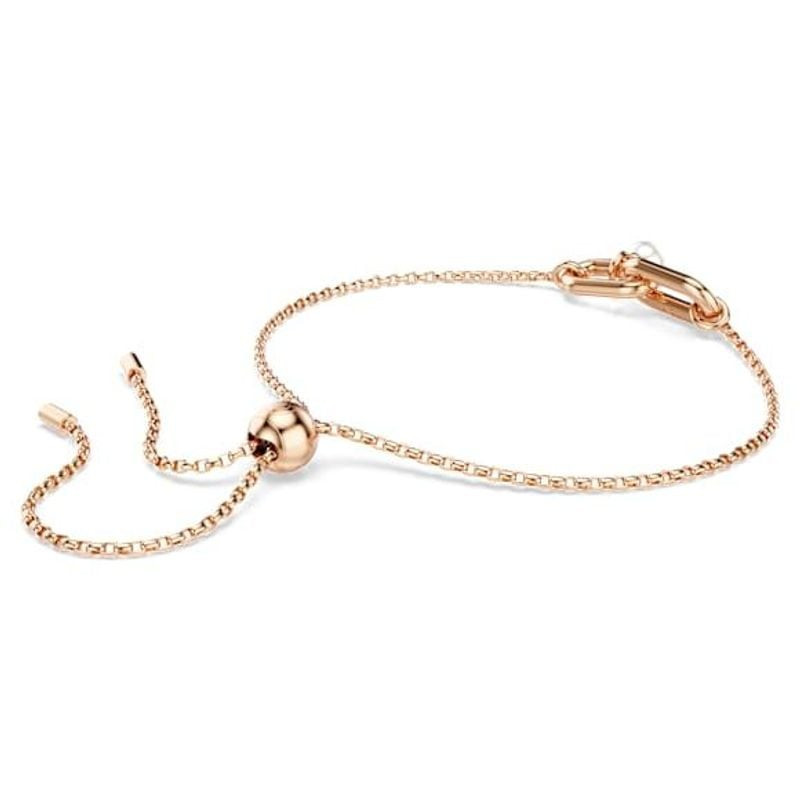 Bracelet souple SWAROVSKI Constella perle blanche doré rose, packshot sur fond blanc