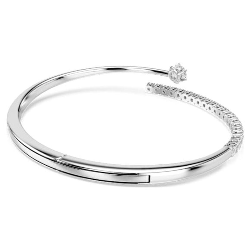 Bracelet jonc Matrix Swarovski blanc argenté, packshot sur fond blanc