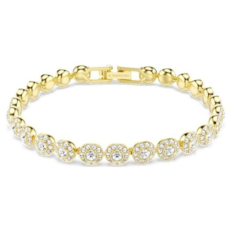 Bracelet tennis SWAROVSKI Una Angelic cristaux blanc doré, packshot officiel