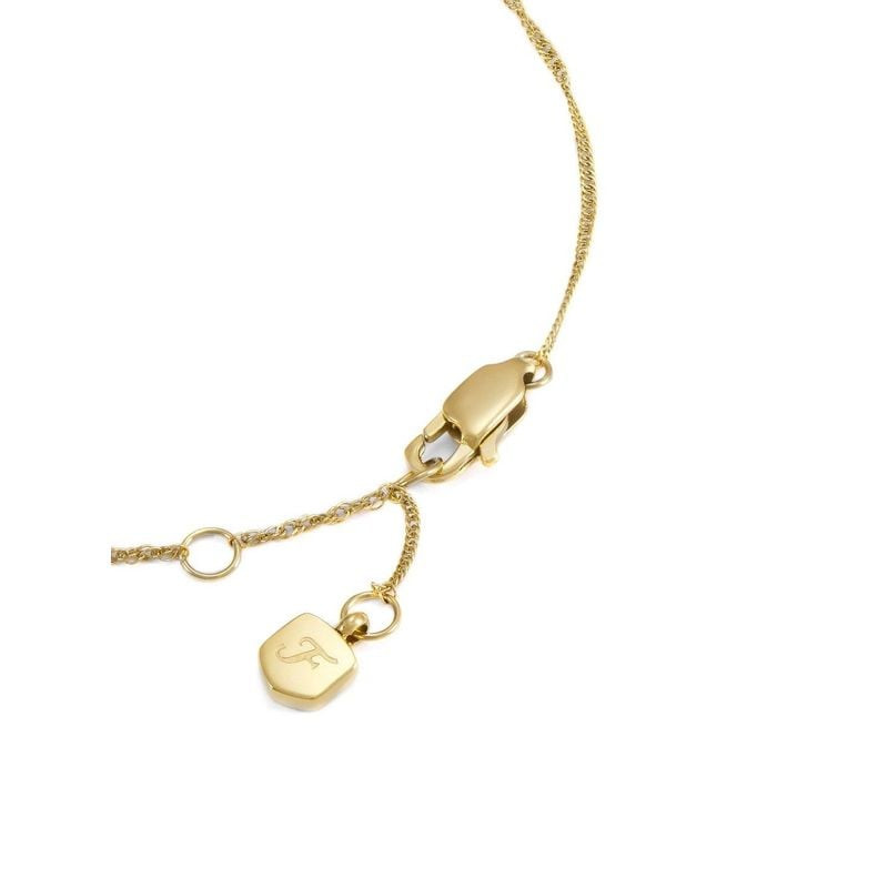 Détail du bracelet chaîne FOSSIL Modern Meadows acier doré cœur avec pendentif malachite verte