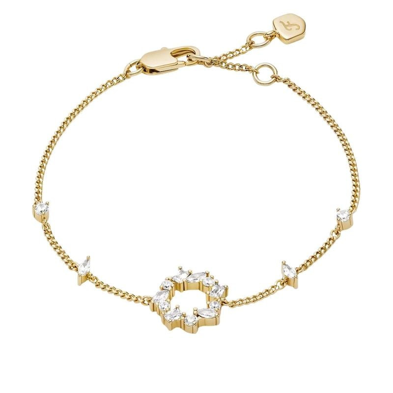 Bracelet pampilles FOSSIL Ellis laiton doré, bijou femme sur fond blanc