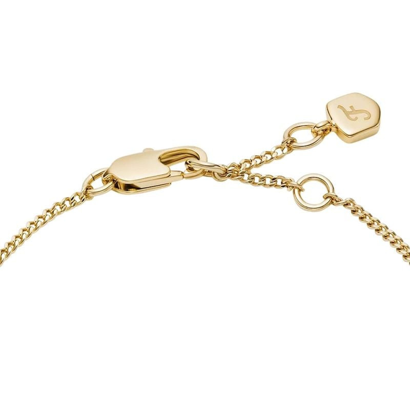 Détail du Bracelet pampilles FOSSIL Ellis laiton doré avec zircons cubiques et fermoir mousqueton