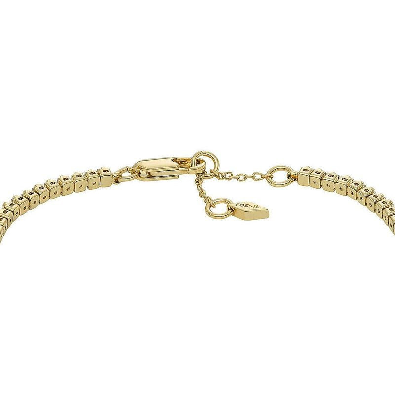 Détail du Bracelet tennis FOSSIL Ellis Pavé Glitz laiton doré avec cristaux transparents scintillant