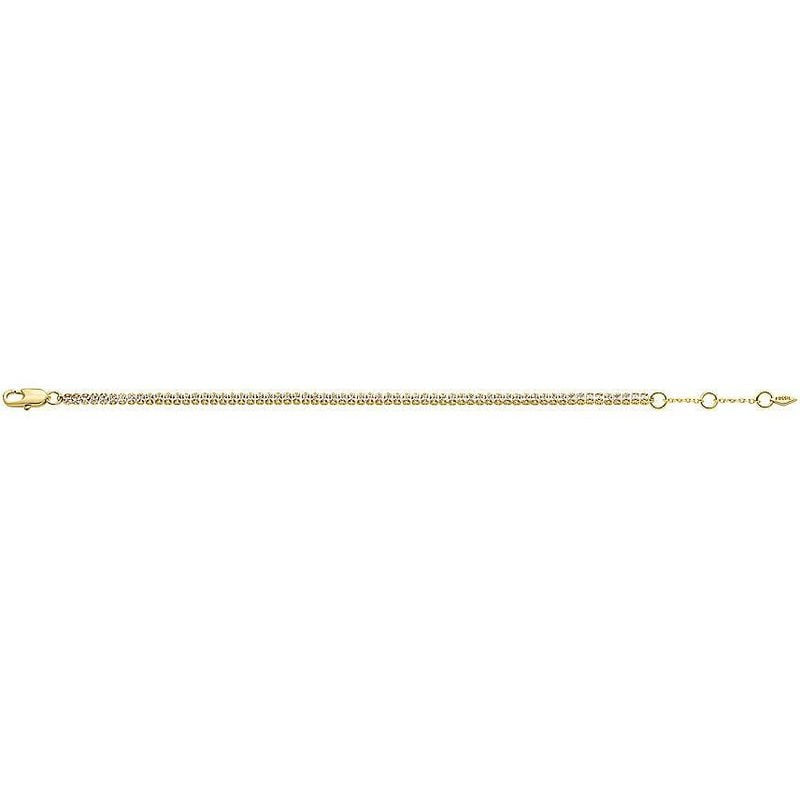 Bracelet tennis FOSSIL Ellis Pavé Glitz laiton doré - packshot avec cristaux transparents.