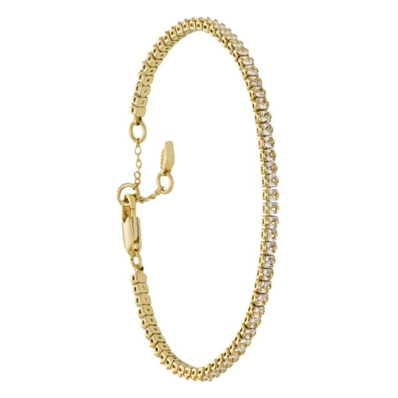 Packshot : Bracelet tennis FOSSIL Ellis Pavé Glitz laiton doré, avec cristaux transparents et fermoi