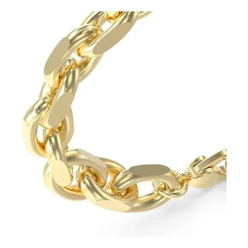 Détail du Bracelet chaîne GUESS Savage Rebel acier doré : finition brillante et fermoir mousqueton.