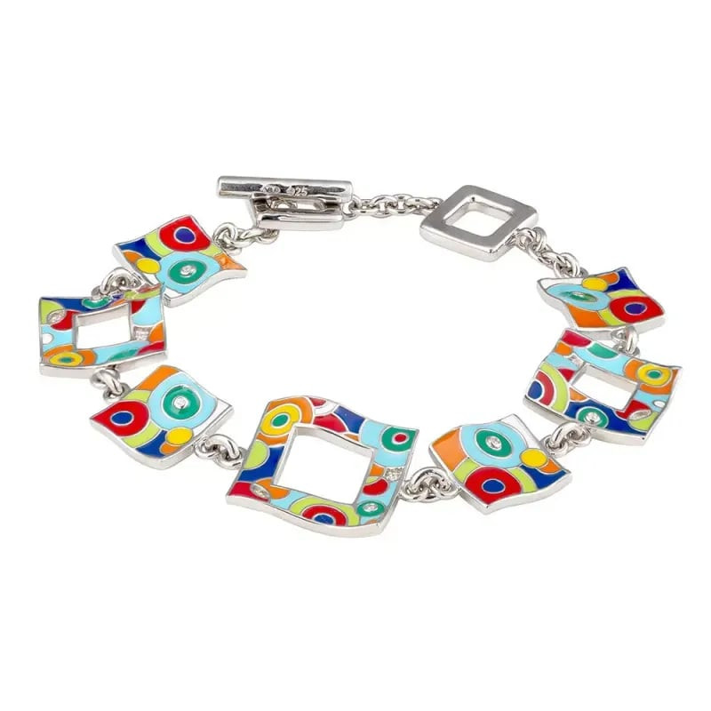 Packshot du Bracelet maillons UNA STORIA Bahia argenté multicolore en argent 925 avec laque colorée.