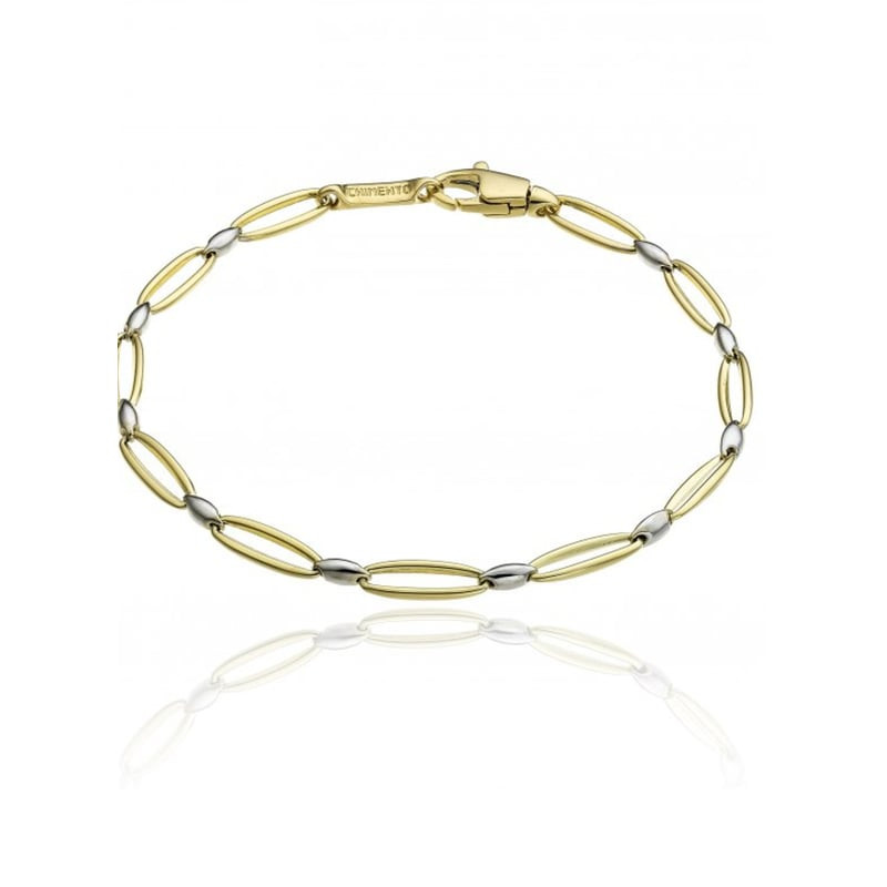 Bracelet femme Chimento Accenti bicolore en or 18 carats, maillons ovales creux et fermoir mousqueto