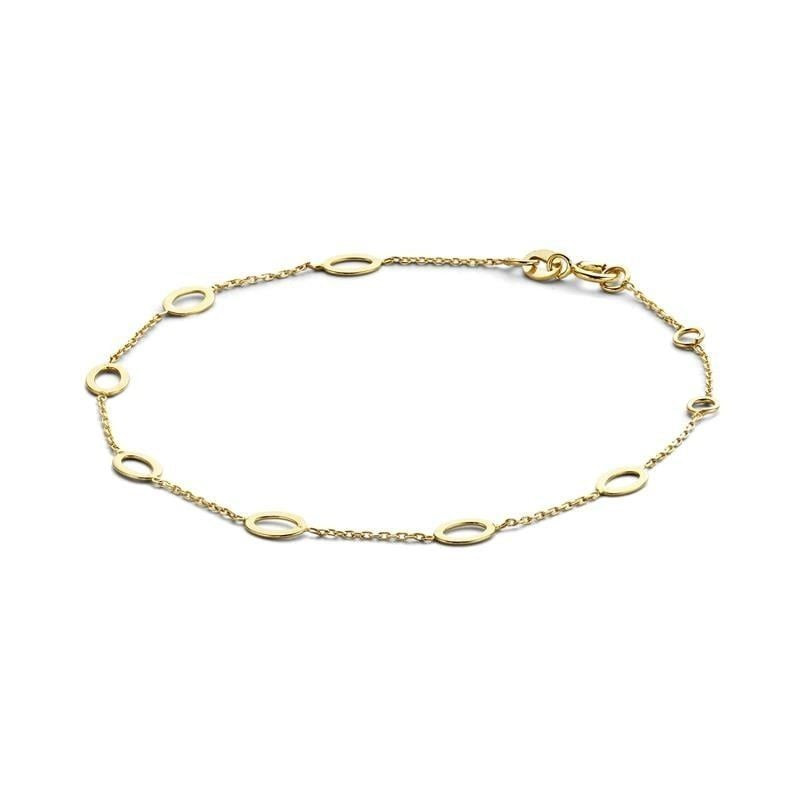 Bracelet minimaliste Bahia Oval JACKIE 585 MILLIEMES doré en or jaune 14 carats, packshot sur fond b