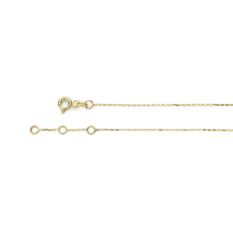 Gros plan sur le fermoir anneau à ressort en or 14 carats et les anneaux de réglage du bracelet Jack