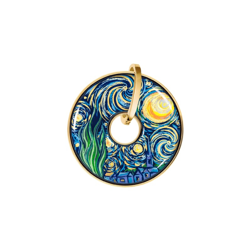 Pendentif circulaire FREY WILLE Luna Piena en émail inspiré de La Nuit étoilée de Van Gogh avec béli