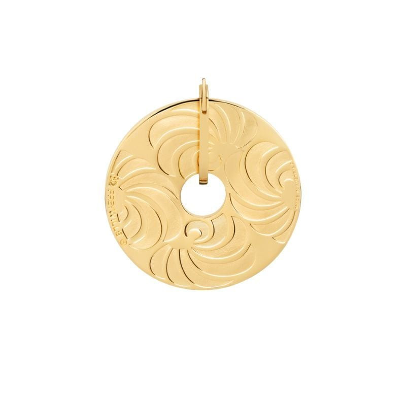 Pendentif Frey Wille Luna Piena Ode à la Joie de Vivre Émail Doré, détail de l'émail à feu et motif 