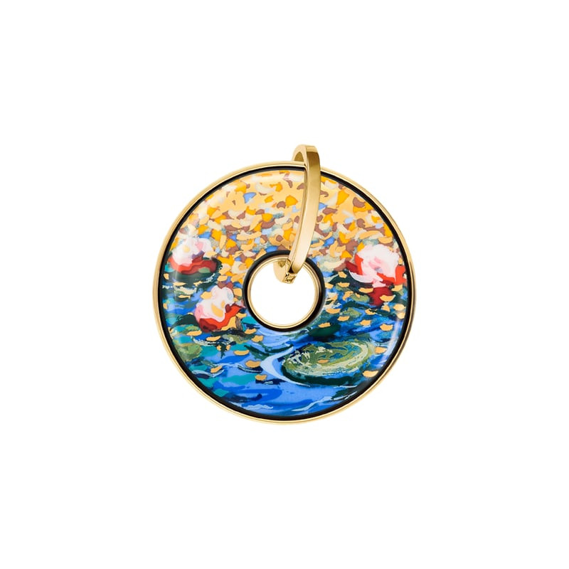 Packshot du pendentif Frey Wile Luna Piena Hommage à Monet Orangerie en émail à feu doré et or 24 ca