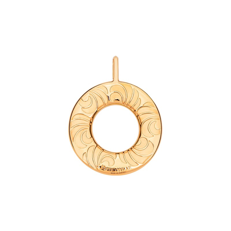 Vue de dos du pendentif FREYWILLE Helena en métal plaqué or 24 carats avec logo gravé