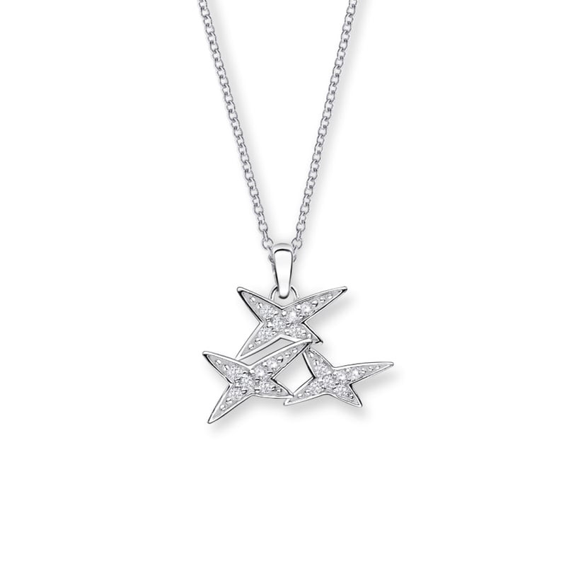 Pendentif Mauboussin Jolie Môme GM étoile en argent 925 pavé de diamants sur chaîne 42 cm