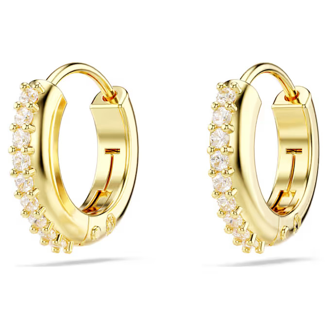 Boucles d'Oreilles Créoles Swarovski Matrix Doré à l’or 18 carats