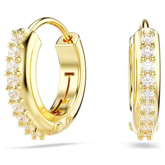 Boucles d'Oreilles Créoles Swarovski Matrix Doré à l’or 18 carats