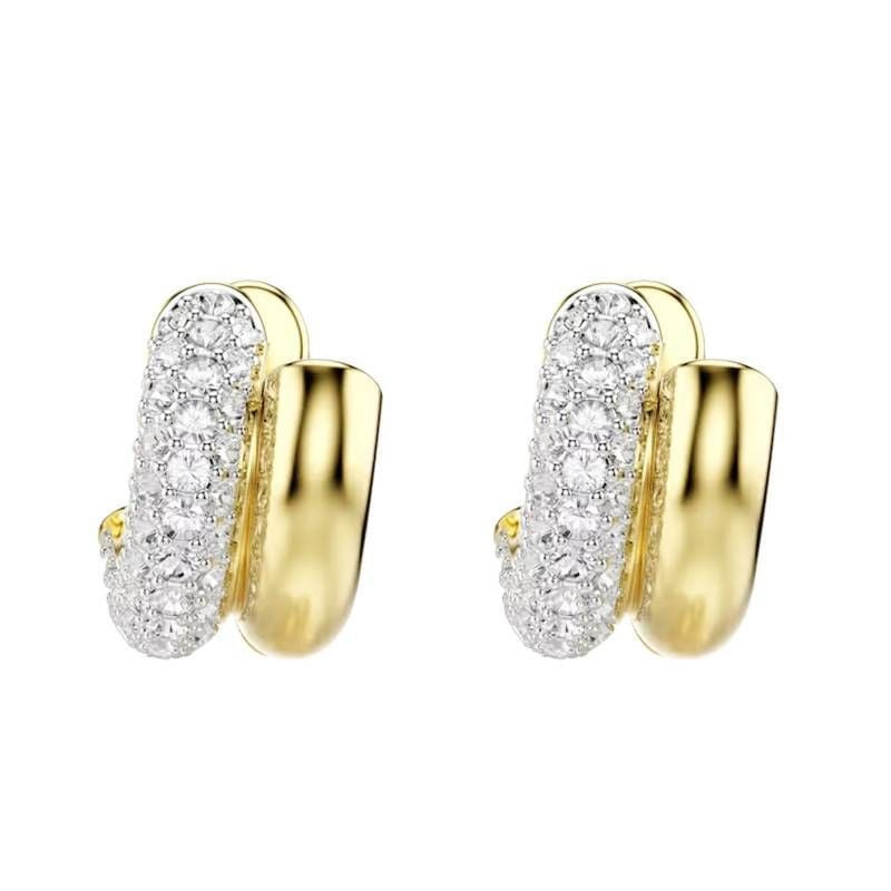 Packshot des boucles d'oreilles Créoles Swarovski Dextera en cristaux avec finition or 18 carats
