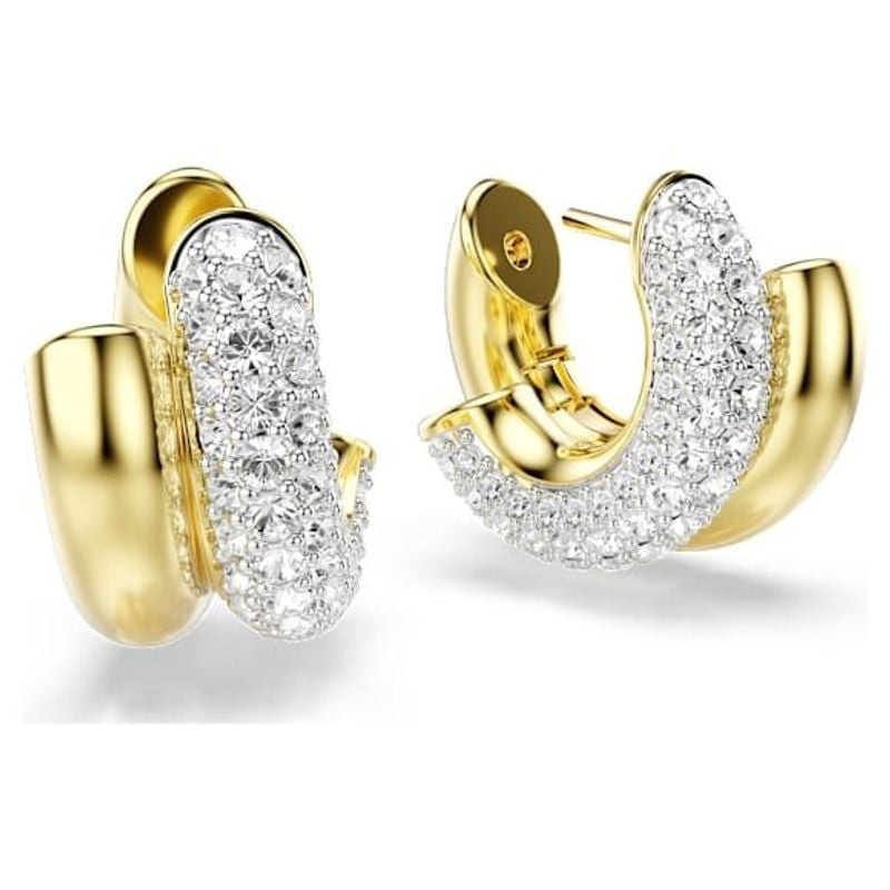 Packshot des Boucles d'oreilles Créoles Swarovski Dextera Cristaux Finition Or 18 Carats sur fond bl