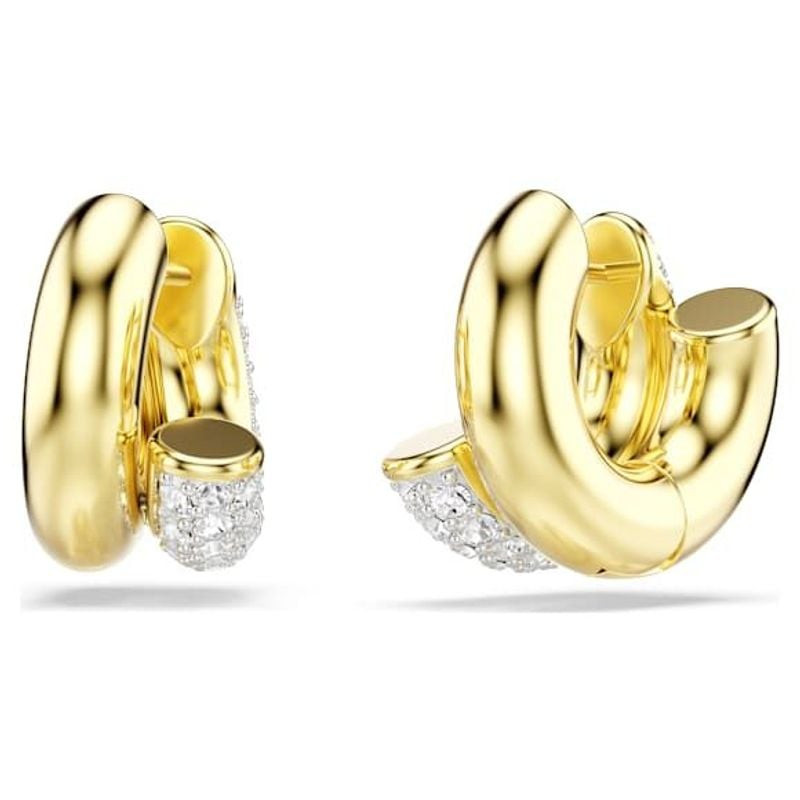 Packshot des boucles d'oreilles Créoles Swarovski Dextera en cristaux avec finition or 18 carats.