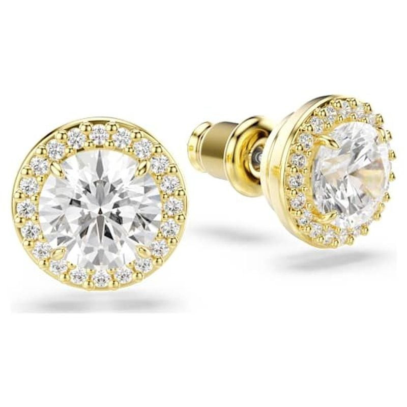 Boucles d'oreilles clous Swarovski Una Angelic Cristal Doré, packshot sur fond blanc