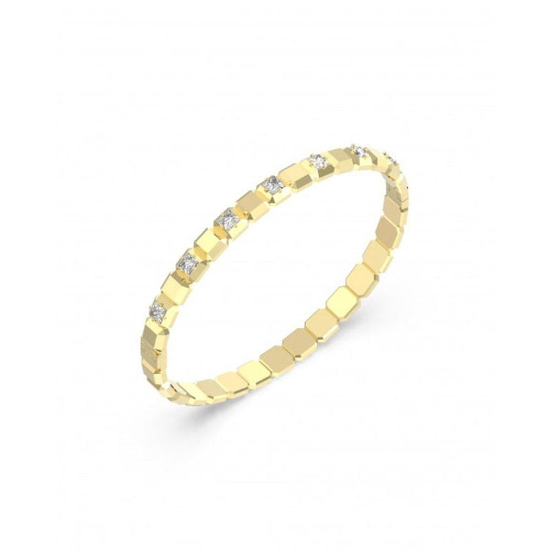 Bracelet Jonc Guess Ace Of Diamonds Acier Doré, packshot du bijou avec zirconiums et maillons dorés.