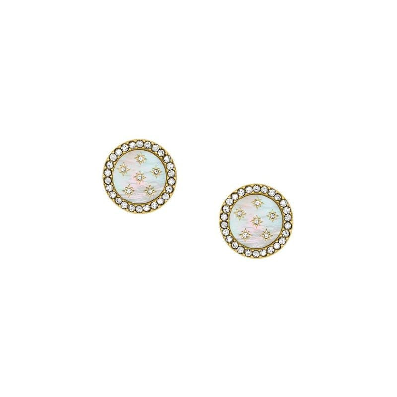 Packshot des Boucles d'Oreilles Clous Fossil Circulaire Acier Doré sur fond neutre